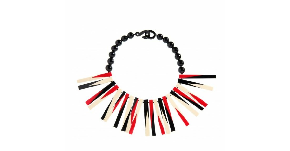 Collier rayons ivoire, noir et rouge Marion Godard - Collier/sautoir